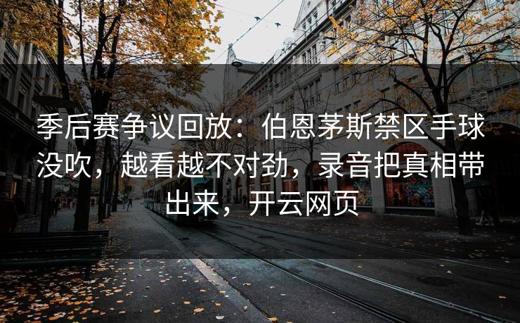 季后赛争议回放：伯恩茅斯禁区手球没吹，越看越不对劲，录音把真相带出来，开云网页